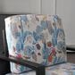 Hearth and Haven Floral Velvet Lounge Arm Chair with Gold Metal Legs in Blue, , large