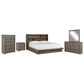Riva Ridge Modern Loft 5 Piece California King Bookcase Platform Bedroom Set in Greystone, , large