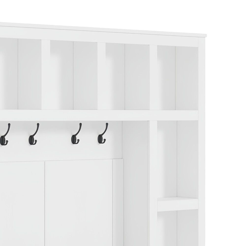HOMLUX 6-Hook Hall Tree with Cubbies in White, , large