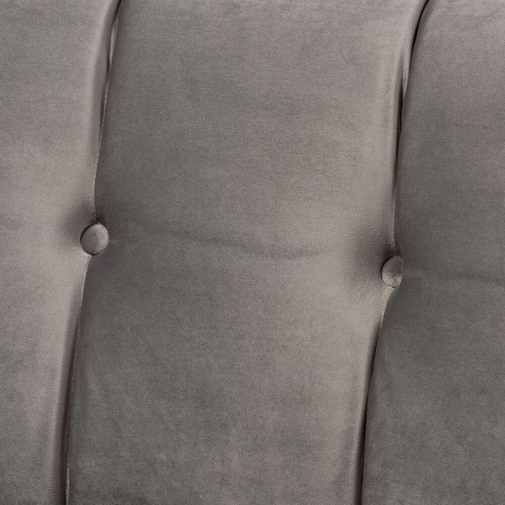 Baxton Studio Ambra Stationary Sofa in Grey Velvet, , large