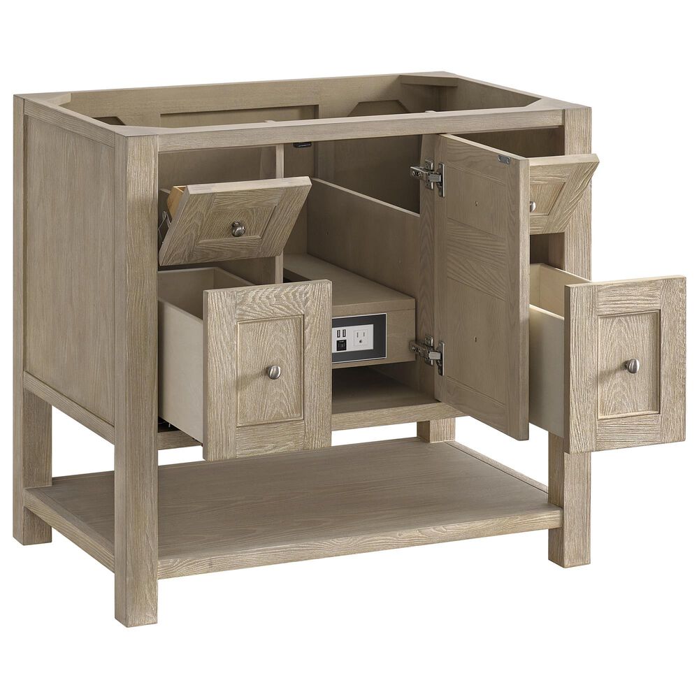 James Martin Vanities Breckenridge 36&quot; Single Vanity in Whitewashed Oak with 3 cm Carrara White Marble Top, , large
