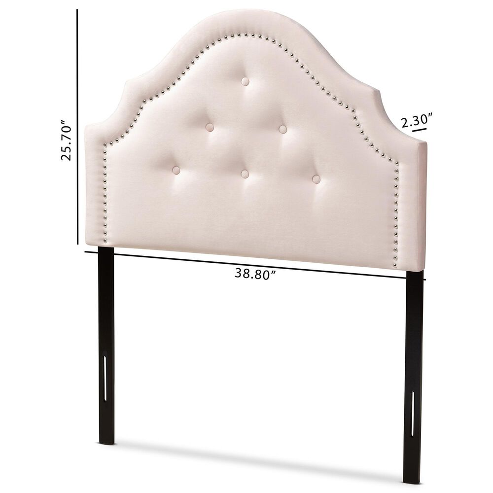 Baxton Studio Cora Twin Upholstered Panel Headboard in Light Pink, , large