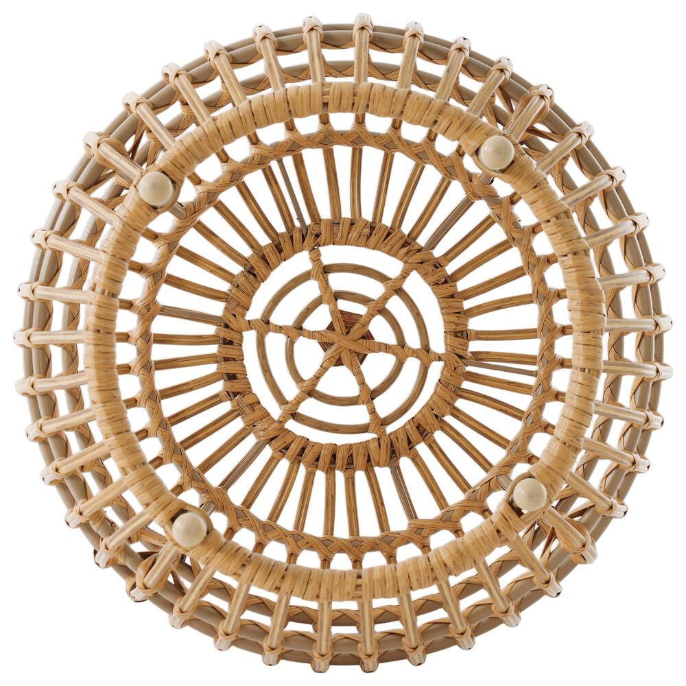 Hearth and Haven Ottawa Outdoor Side Table with Open Weave Design in Light Brown, , large