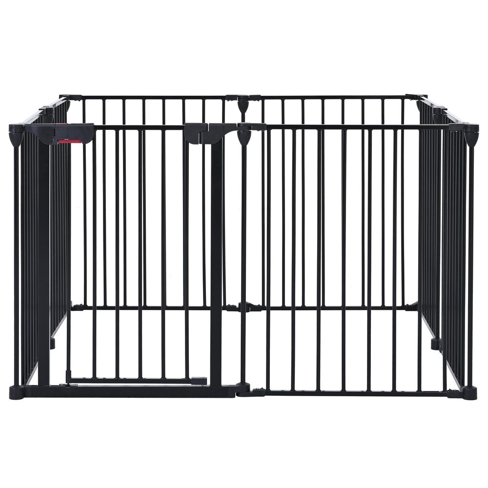 HOMLUX 8-Panel Adjustable Pet Gate in Black, , large