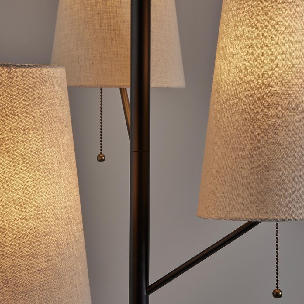 Adesso Daniel Floor Lamp in Black and Antique Brass, , large