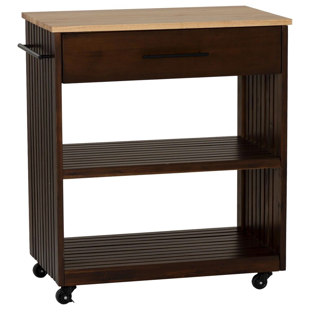 Linden Boulevard Giovanna Kitchen Cart in Brown and Natural, , large