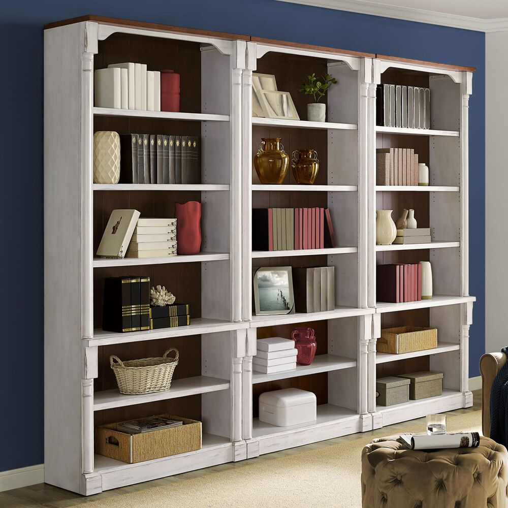 Wycliff Bay Durham 6Shelf Bookcase in Weathered White and Cherry (Set