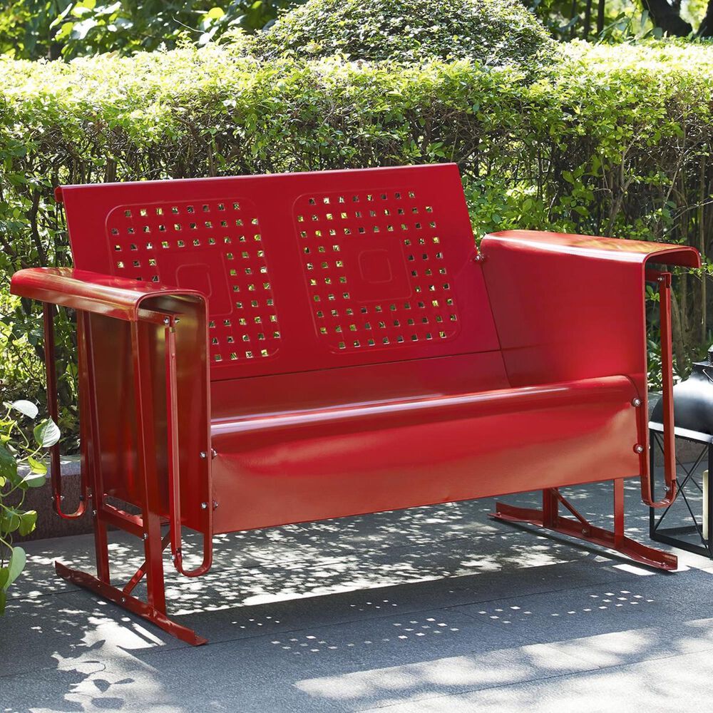 Crosley Furniture Bates Loveseat Glider in Red NFM