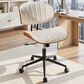 HOMLUX Ergonomic Swivel Office Chair with Vertical Channel-Tufted Cushion in White, , large