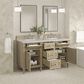 James Martin Vanities Lorelai 60" Double Bathroom Vanity in Whitewashed Oak with 3 cm Eternal Jasmine Pearl Silestone Top, Rectangular Sinks and FreePower Wireless Charger, , large