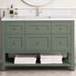James Martin Vanities Breckenridge 48" Single Bathroom Vanity in Smokey Celadon with Single Hole 3 cm White Zeus Quartz Top and Rectangular Sink, , large