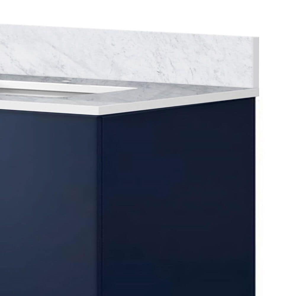 Lexora Home Geneva 30&quot; Single Bathroom Vanity in Glossy White with 2 cm White Carrara Marble Top, Rectangular Sink and 30&quot; LED Mirror, , large