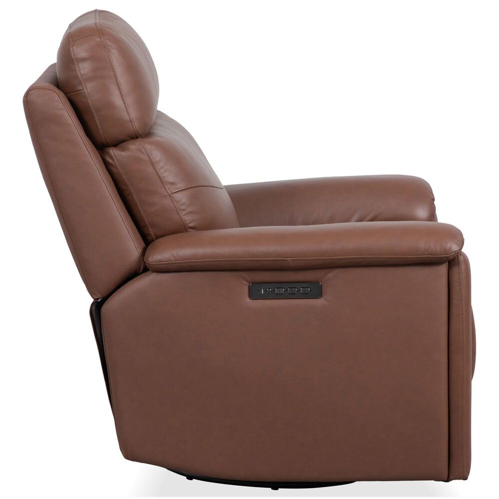 Flexsteel Refined Power Swivel Gliding Recliner with Power Headrest and Lumbar in Hickory, , large