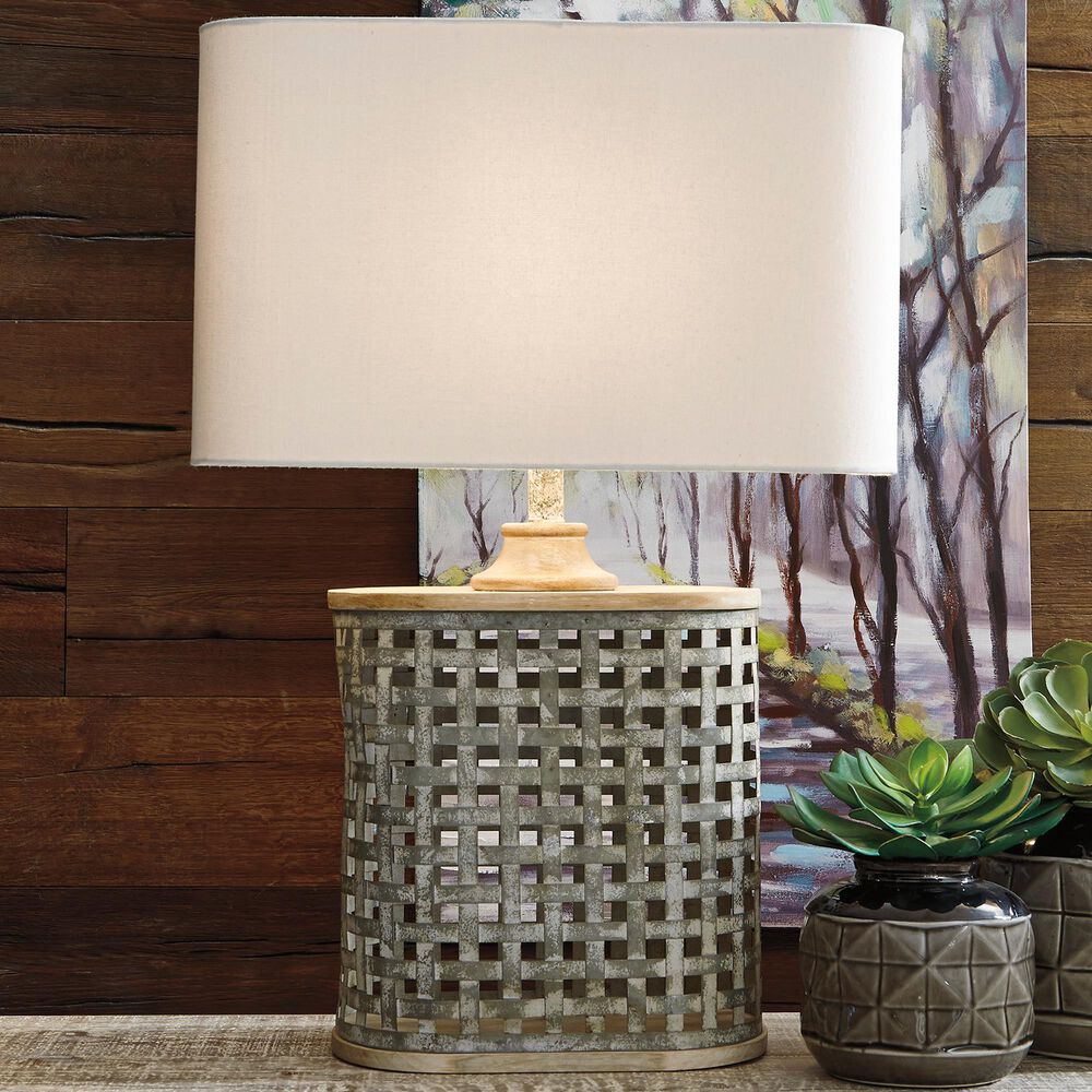 Signature Design by Ashley Deondra Metal Table Lamp in Gray, , large