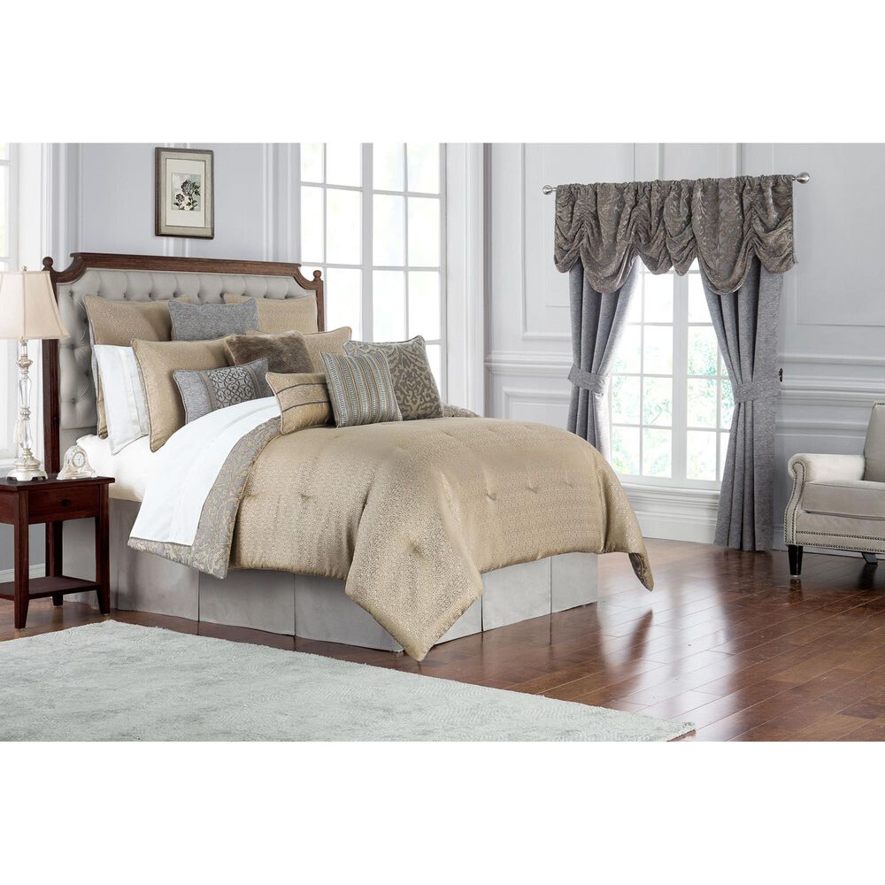 Waterford Carrick 4-Piece King Comforter Set in Silver and Antique Gold, , large