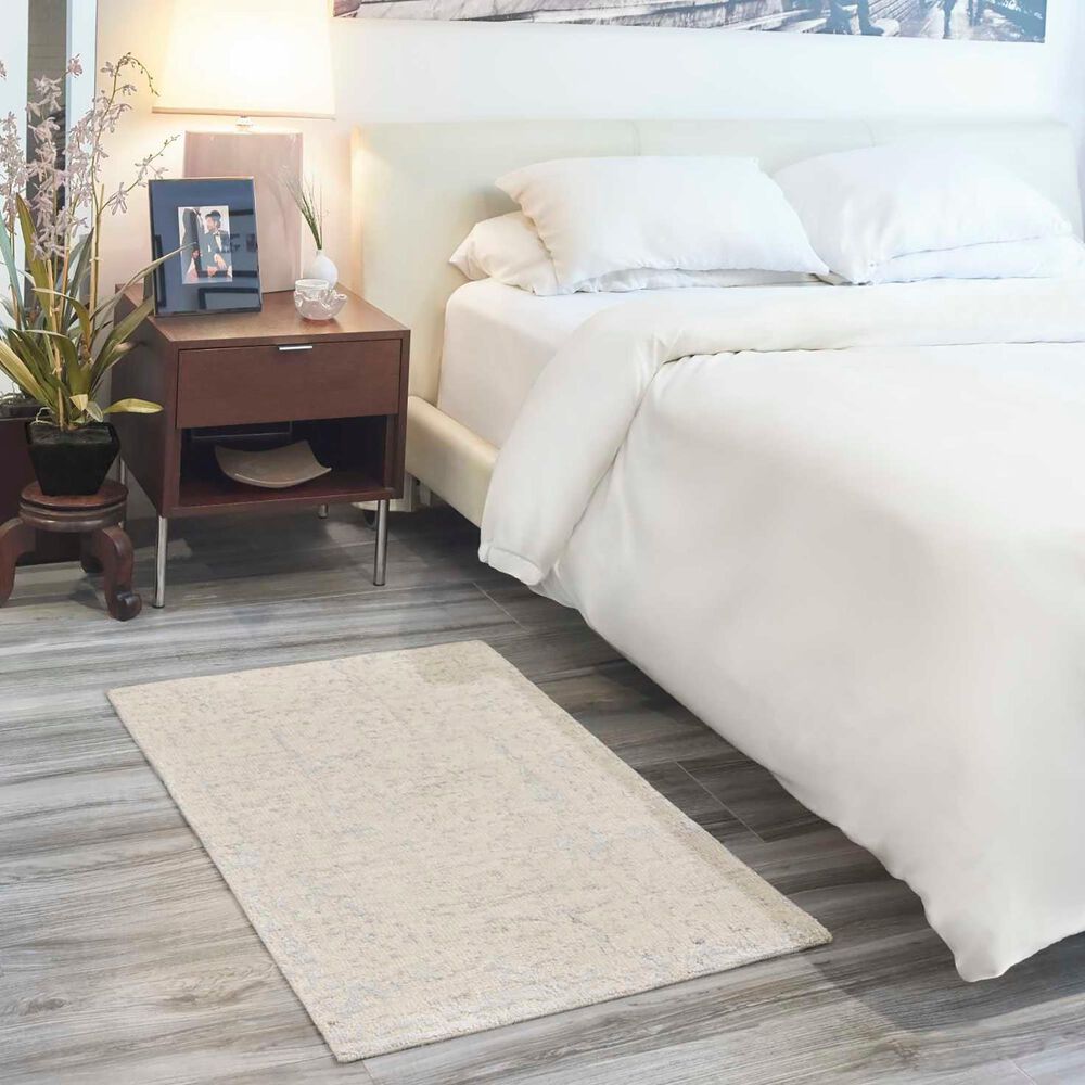 Nourison Luna 2&#39; x 3&#39; Ivory, Silver and Blue Area Rug, , large