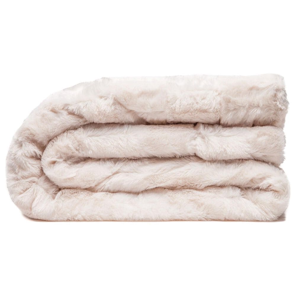 Chanasaya Home 50" x 65" Deco Faux Fur Throw Blanket in Creme, , large