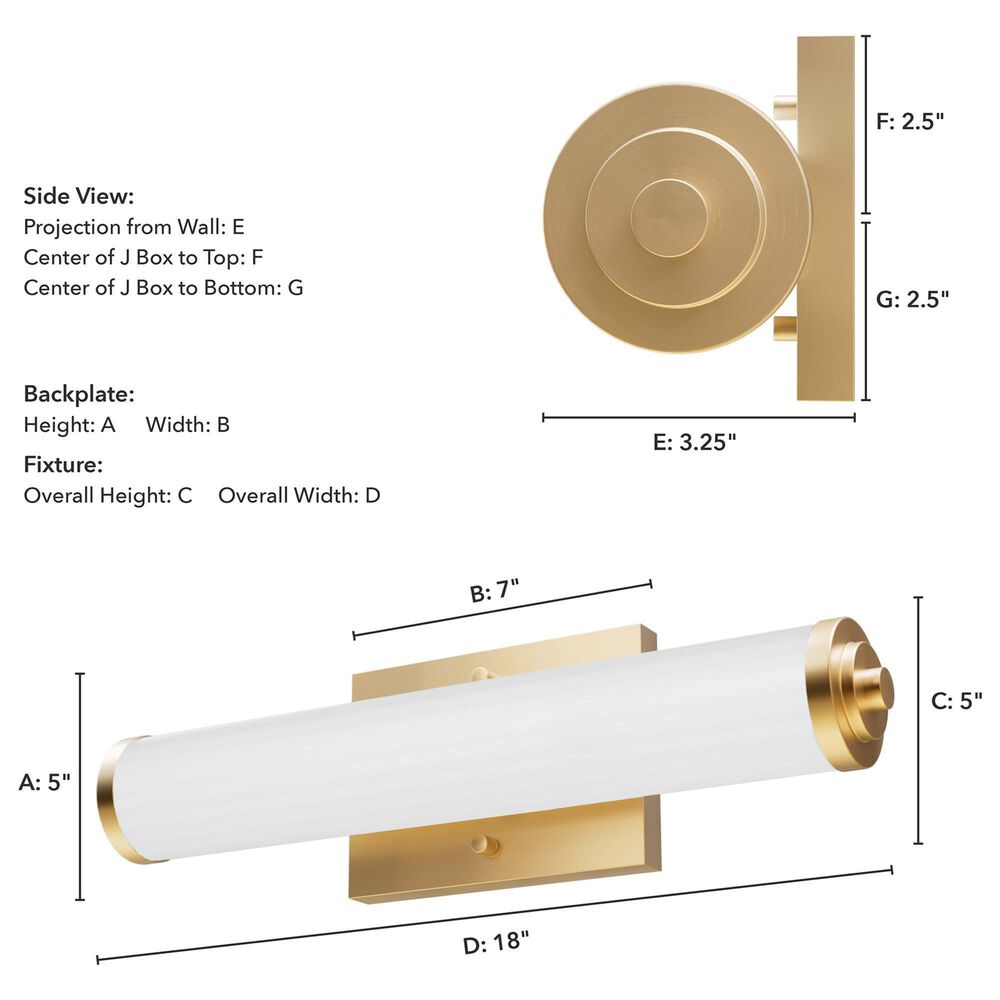 Hunter Holly Grove 18&quot; 2-Light Vanity with Cased White Shade in Alturas Gold, , large
