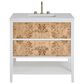 James Martin Vanities Olena 36" Single Vanity in Light Mappa Burl and Polished White with 3 cm White Zeus Quartz Top, , large
