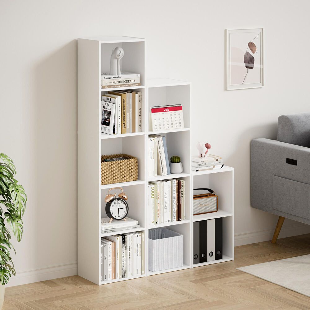 HOMLUX 2-Tier Open Shelf Bookcase in White, , large