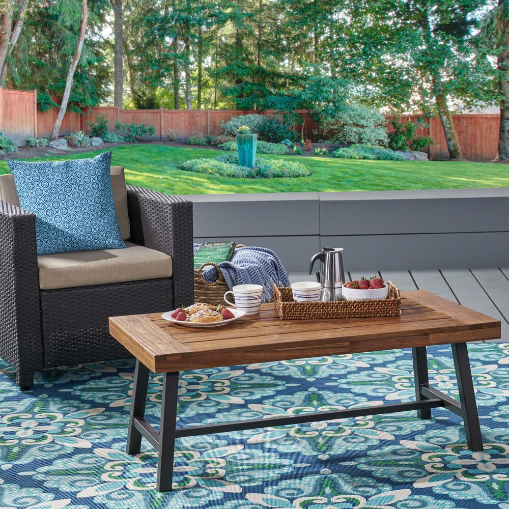 Hearth and Haven Carlisle Patio Coffee Table in Natural, , large