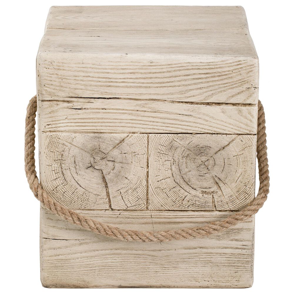 Hearth and Haven Outdoor Square Side Table with Simulated Braided Cord in Wood Brown, , large