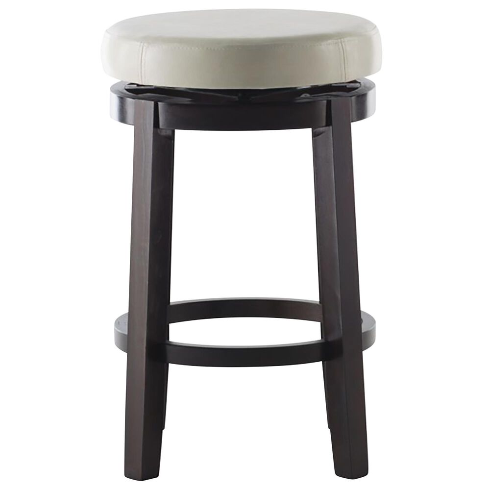 Linden Boulevard Maya Swivel Counter Stool with Beige Cushion in Brown, , large