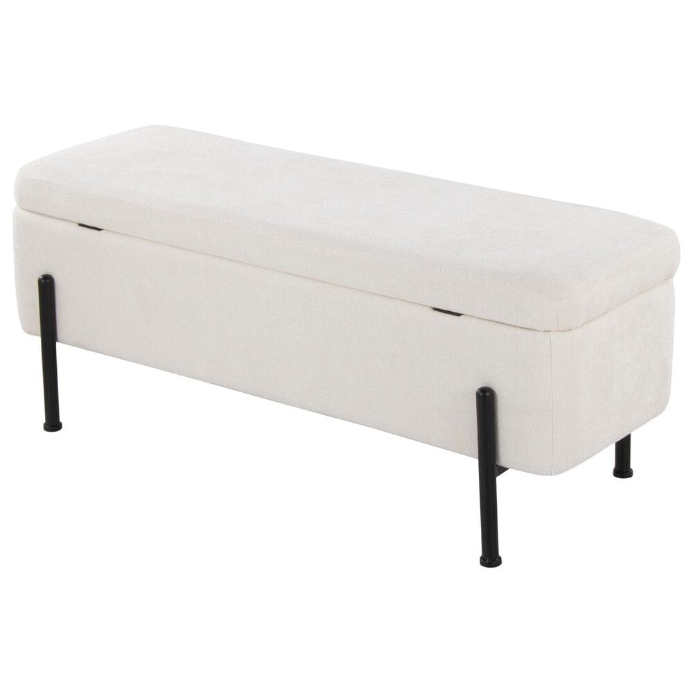 Lumisource Daniella Storage Bench with Cream Cushion in Black, , large