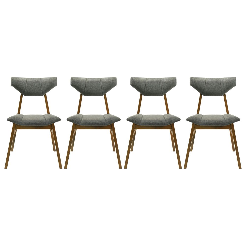 Armen Living Amaris Side Chair with Charcoal Upholstery in Warm Walnut (Set of 4), , large