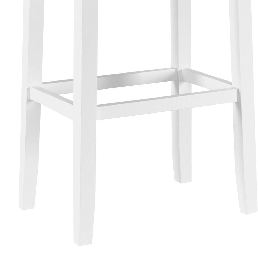 Linon Home Decor Claridge Bar Stool with Teal Cushion in Bright White, , large