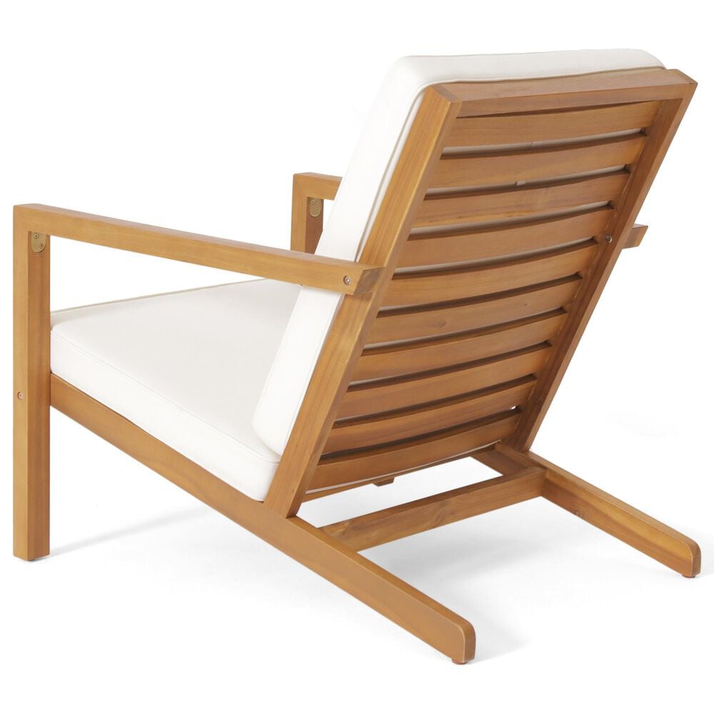 Hearth and Haven Leah 3-Piece Patio Chat Set with Cream Cushion in Teak, , large