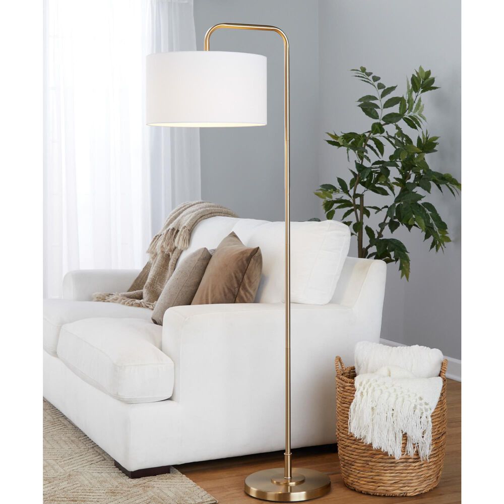 LumiSource Puck 63" Metal Floor Lamp in Brushed Nickel, , large