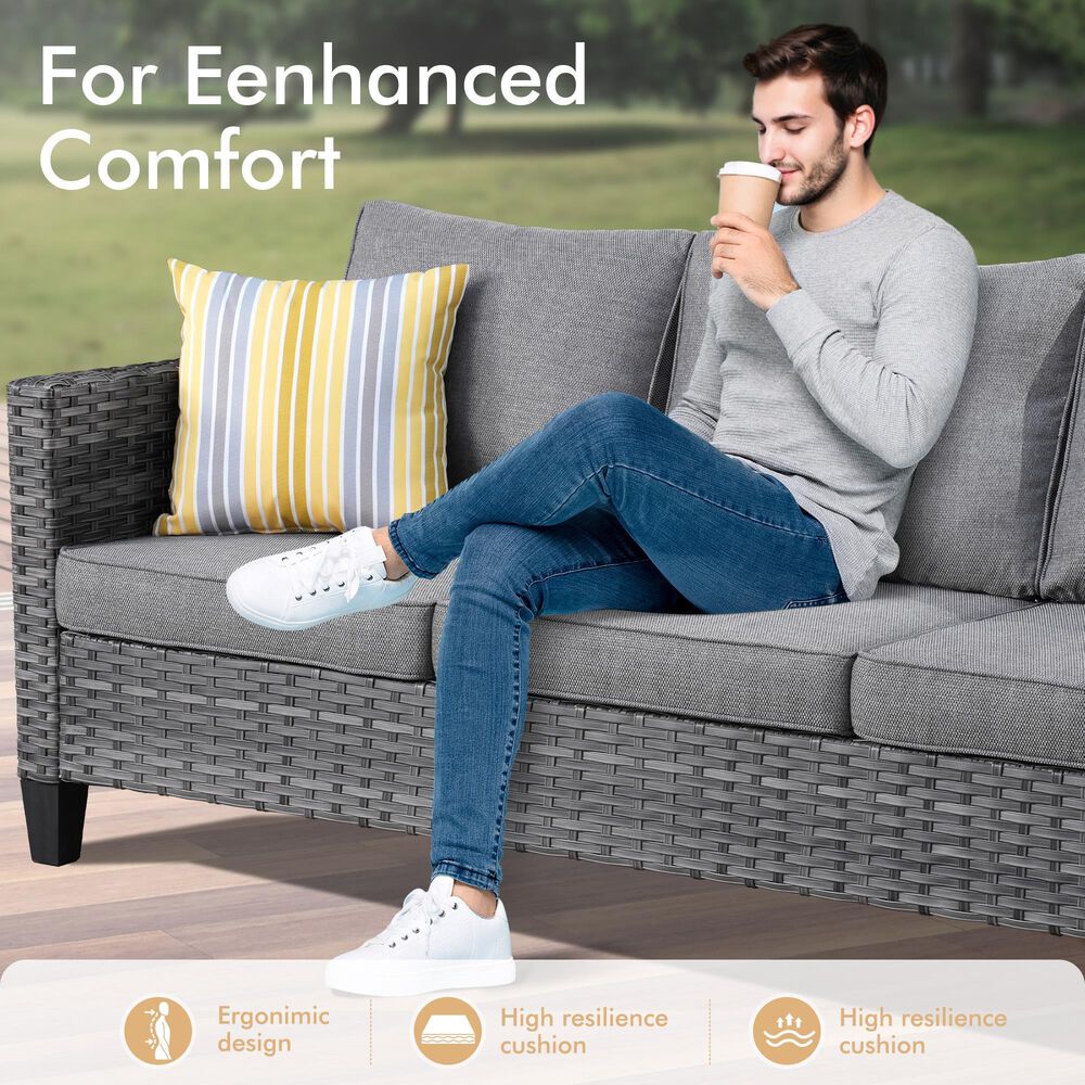 HOMLUX 6-Piece Patio Conversation Set in Dark Gray, , large