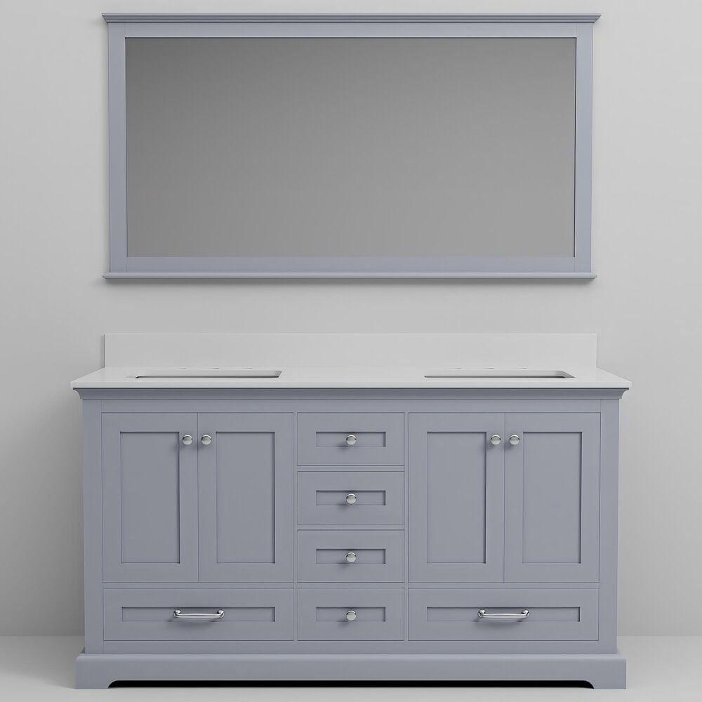 Lexora Home Dukes 60&quot; Double Bathroom Vanity in Espresso with 2 cm White Cultured Marble Top, Rectangular Sinks and 58&quot; Mirror, , large