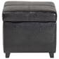 Baxton Studio Leather Cube Storage Ottoman in Black, , large