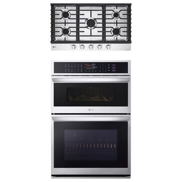 LG 2-Piece Kitchen Package with 30" Electric Wall Oven and Gas Cooktop in Stainless Steel, , large