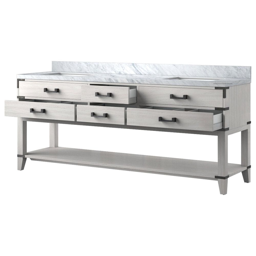 Lexora Home Norwalk 80&quot; Double Bathroom Vanity in White Oak with White Carrara Marble Top  and Rectangle Sink, , large