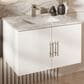 Lexora Home Geneva 30" Single Bathroom Vanity in Glossy White with 2 cm White Carrara Marble Top and Rectangular Sink, , large