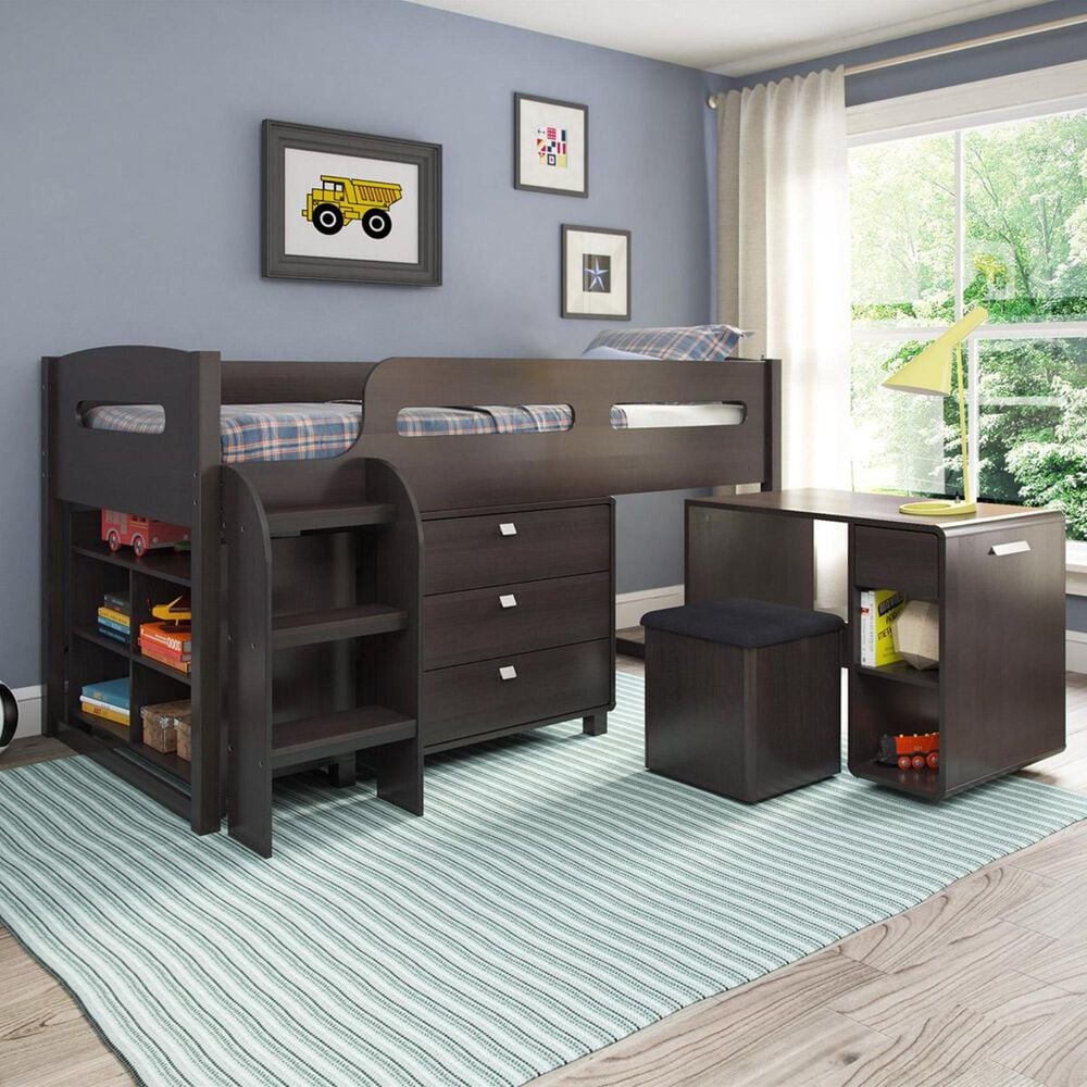 CorLiving Madison Twin Loft Bed in Rich Espresso, , large