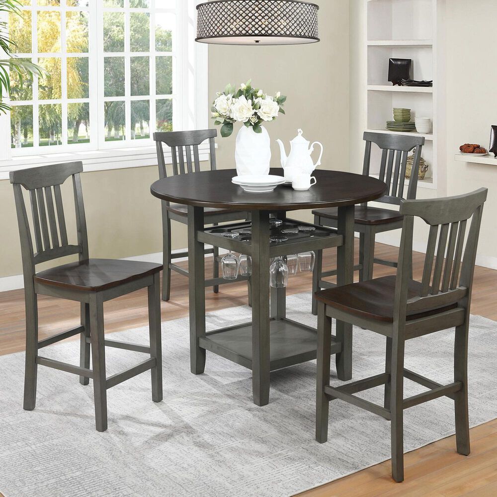 Valor Living Berkley 5-Piece Round Dining Set in Slate Gray, , large