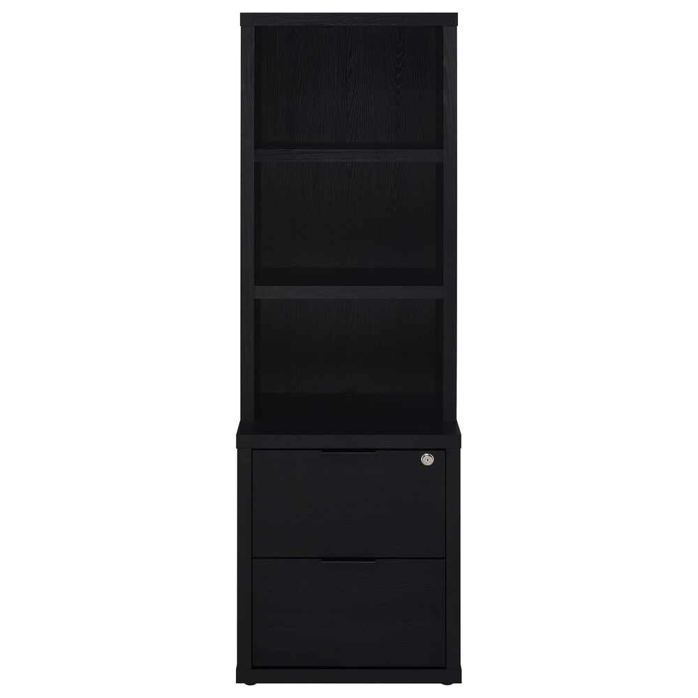 Coaster Westpark 3-Shelf Bookcase with USB and Lockable Drawer in Black, , large