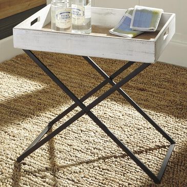Signature Design by Ashley Janfield Accent Table in Antique White and Black, , large
