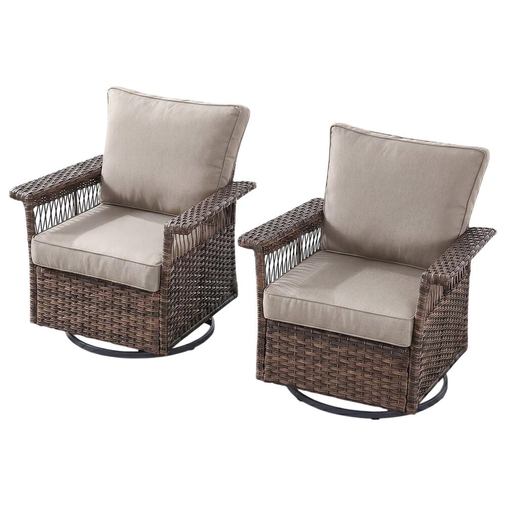 Sunwell Garden Patio Swivel Glider Chair in Beige (Set of 2), , large