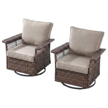 Sunwell Garden Patio Swivel Glider Chair in Beige (Set of 2), , large