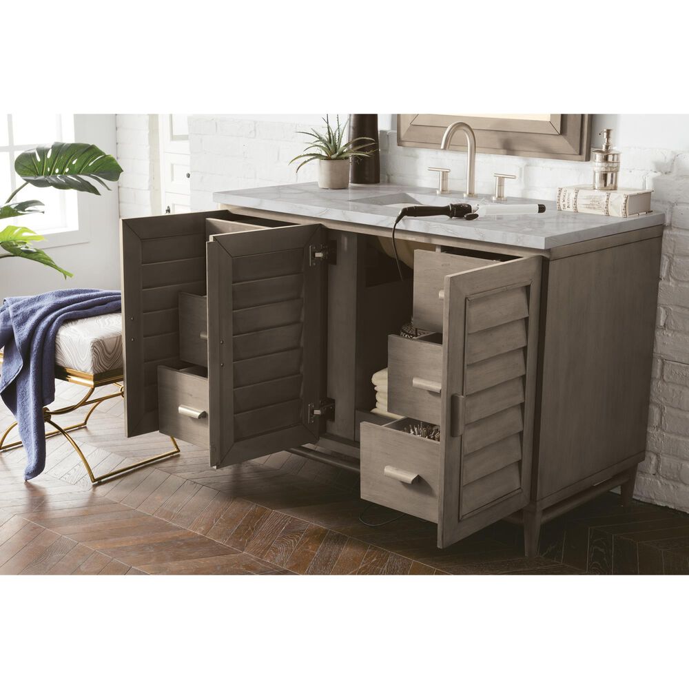 James Martin Vanities Portland 48" Single Bathroom Vanity in Whitewashed Walnut with 3 cm Eternal Jasmine Pearl Silestone Top, Rectangular Sink and FreePower Wireless Charger, , large