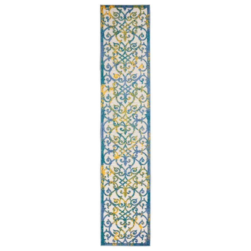 Nourison Aloha 2"3" x 12" Ivory and Blue Indoor/Outdoor Runner, , large