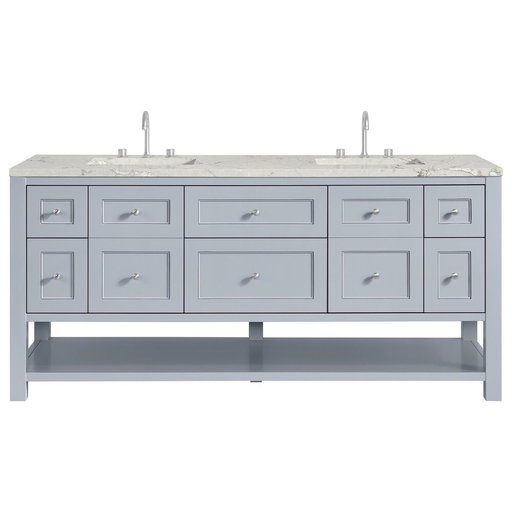 James Martin Vanities Breckenridge 72" Double Bathroom Vanity in Serenity Blue with 3 cm Eternal Jasmine Pearl Silestone Top, Rectangular Sinks and FreePower Wireless Charger, , large