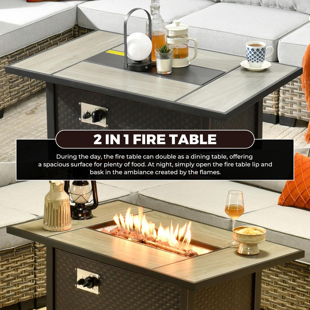 HOMLUX 42" Outdoor Propane Fire Pit Table in Black, , large