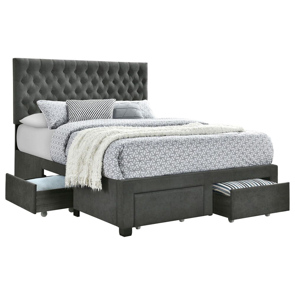 Pacific Landing Soledad Queen Upholstered Storage Bed in Grey, , large