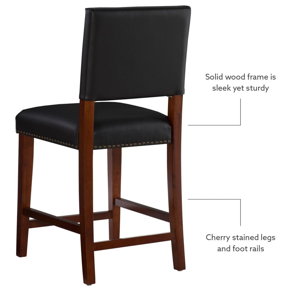 Linden Boulevard Brook Counter Stool with Black Upholstery in Cherry, , large